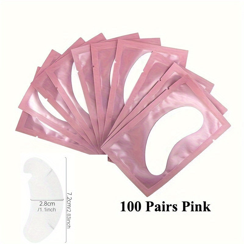 100 Pairs Pink Hydrogel Eye Patch - Natural Lint-Free Under Eye Gel Pads for Lash Extensions & Beauty Tools, Alcohol-Free, Lash Extension Supplies | Natural Lint-Free Pads | Hydrogel Eye Patch, Eye Patch